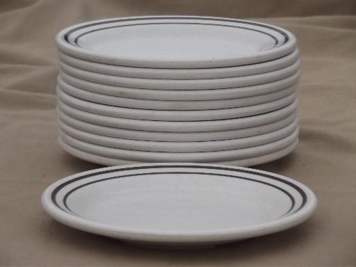 melmac sandwich plates, restaurant ware speckled melamine w/ brown band