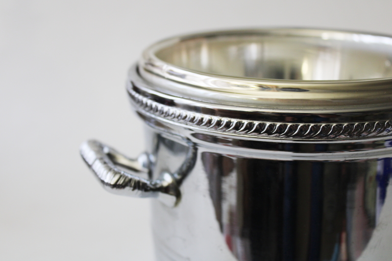 mid century mod art deco chrome ice bucket champagne chiller w/ silvery glass liner