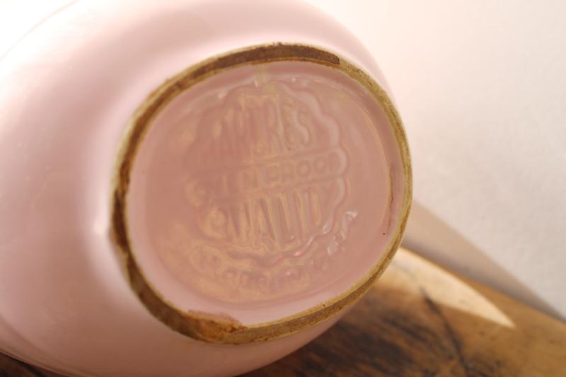 mid-century modern vintage Marcrest stoneware pottery pitcher, retro baby pink!