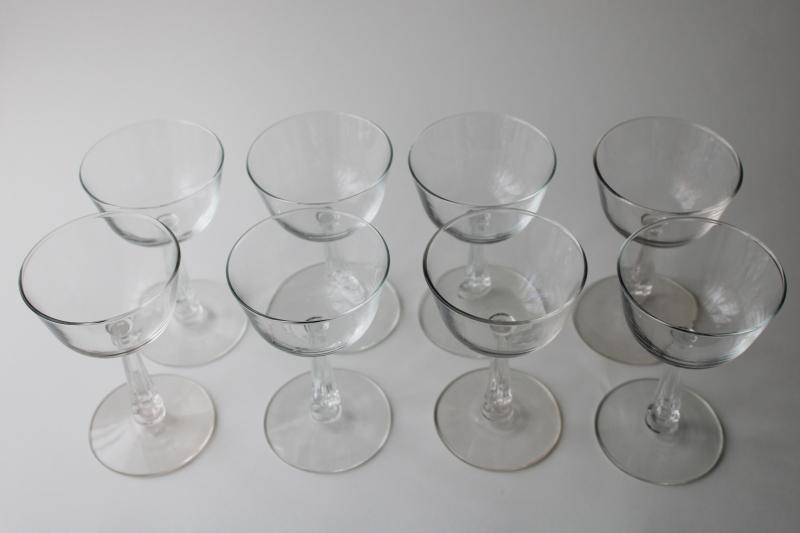 mid century modern vintage cocktail glasses set of 8, Libbey glass stemware 3002 line