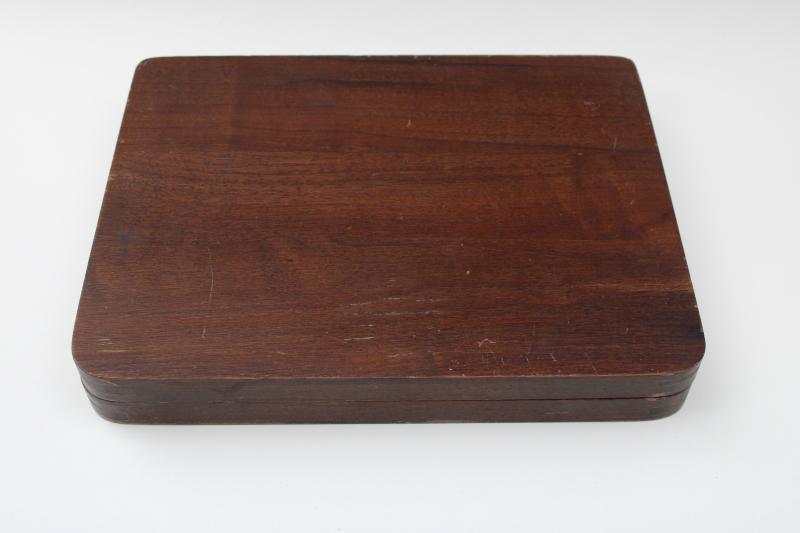 mid century vintage Cutco branded walnut wood knife box for steak knives set