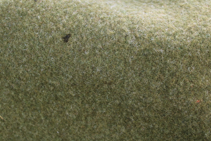 mid-century vintage US army blanket military issue green wool w/ Burlington Woolens label