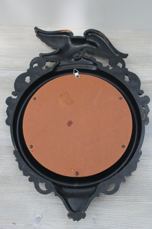 mid-century vintage copper finish Federal Eagle frame mirror round porthole flat glass