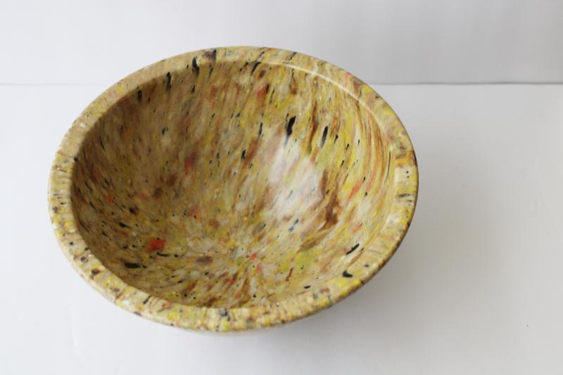 mid-century mod vintage Texas Ware confetti splatter melamine bowl, retro melmac