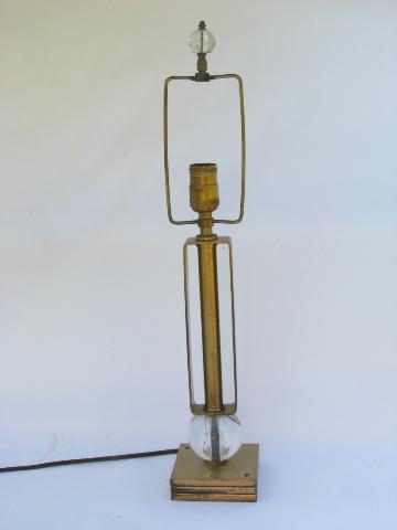 mid-century mod vintage industrial steel / glass orbs table lamp, 1950s retro