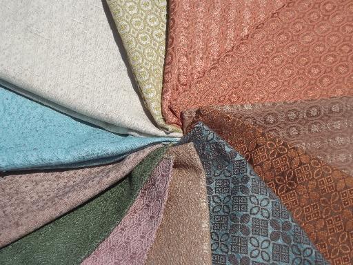 mid-century mod vintage upholstery fabric samples lot, retro colors