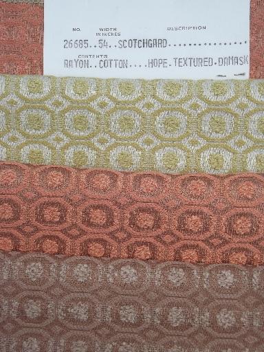 mid-century mod vintage upholstery fabric samples lot, retro colors