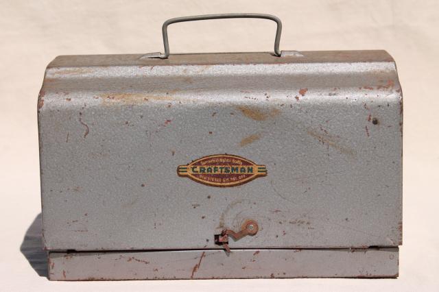 mid-century vintage Craftsman industrial metal 'lunch box' machine tool case