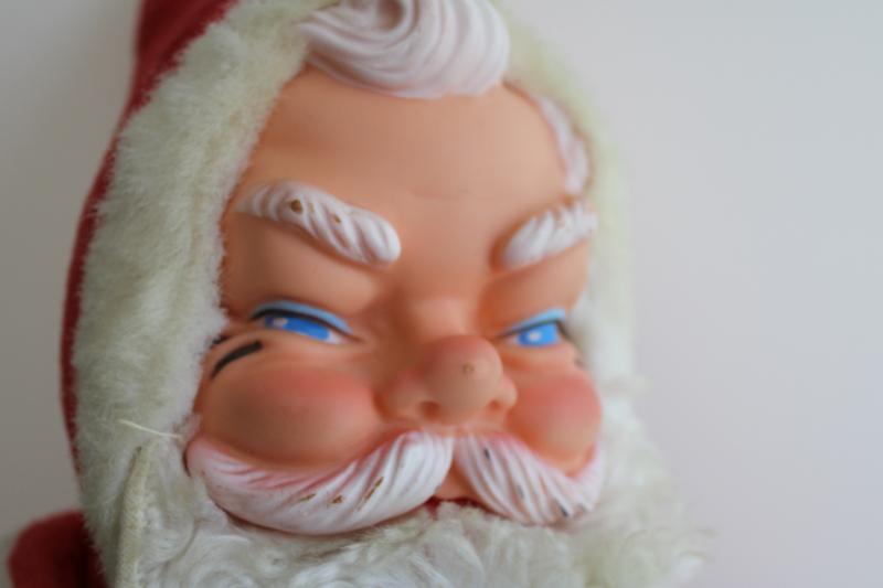 mid-century vintage Hy Toy (Rushton?) Santa Claus, stuffed doll w/ rubber face