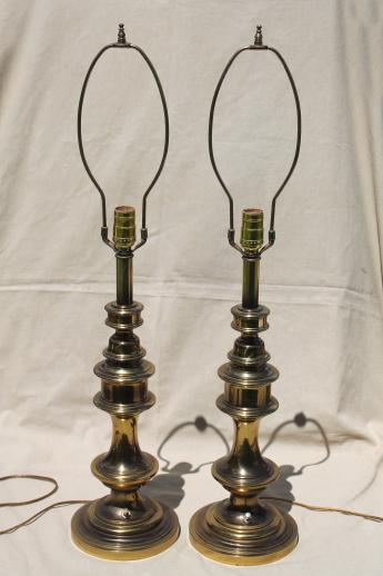 ;mid-century vintage Stiffel style table lamps w/ polished antique brass finish