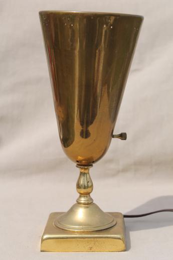 mid-century vintage brass torchiere vase lamp, hollywood regency deco table lamp 