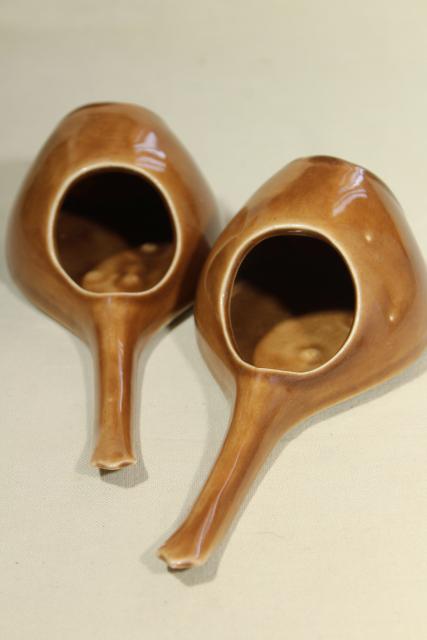 mid-century vintage ceramic art pottery vases, pair of mandolin musical instruments