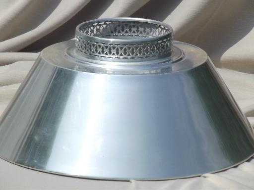 mid-century vintage tole lampshade, silvery aluminum metal lamp shade