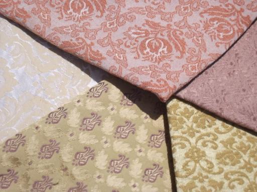 mid-century vintage upholstery / decorator fabric samples lot, rayon and cotton