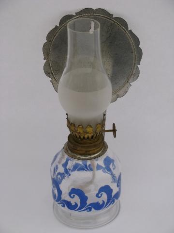 mini oil lamps lot, wall sconce lantern light w/ reflector, red strawberry lamp