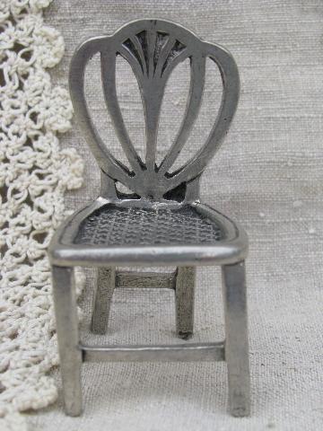 miniature Williamsburg reproduction chairs, Kirk Stieff pewter ornaments