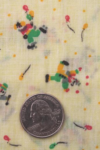miniature clowns print cotton or blend novelty print fabric for quilting or toys