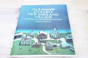 miniature paper buildings to cut & fold, HO scale New England town vintage Dover book