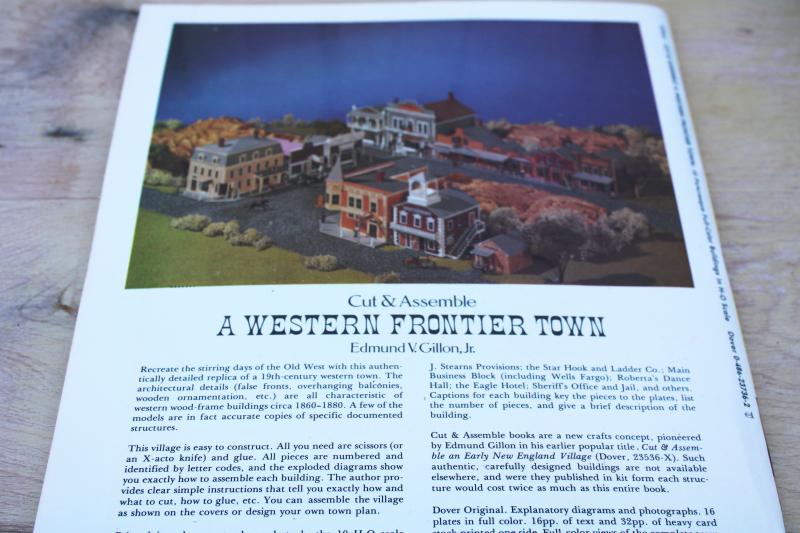 miniature paper buildings to cut & fold, HO scale Western Frontier town vintage Dover book