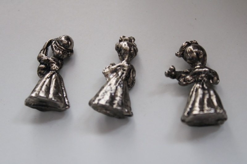 miniature pewter figurines, little girls or choir of angels w/ musical instruments