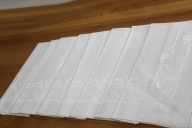 mint condition vintage Irish linen damask, large dinner napkins set of 8