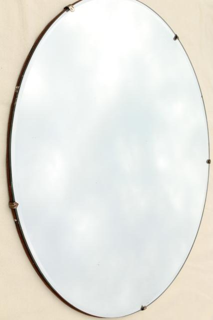 mod vintage frameless mirror circle, art deco or mid-century modern big round dot!