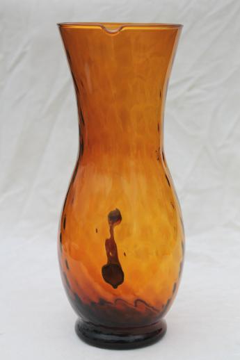 mod vintage hand-blown amber glass pitcher, tall glass sangria wine pitcher