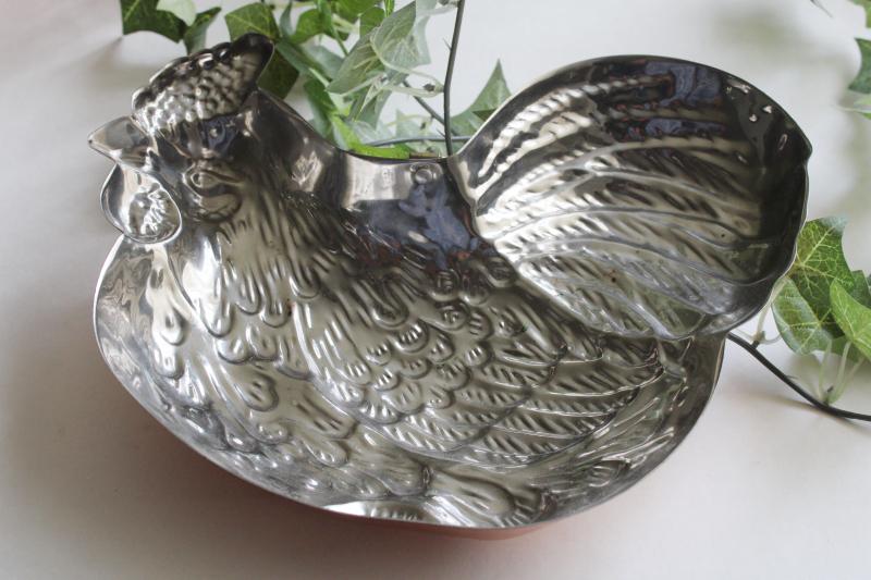 modern farmhouse copper mold, sitting hen or rooster, kitchen wall decor jello mold