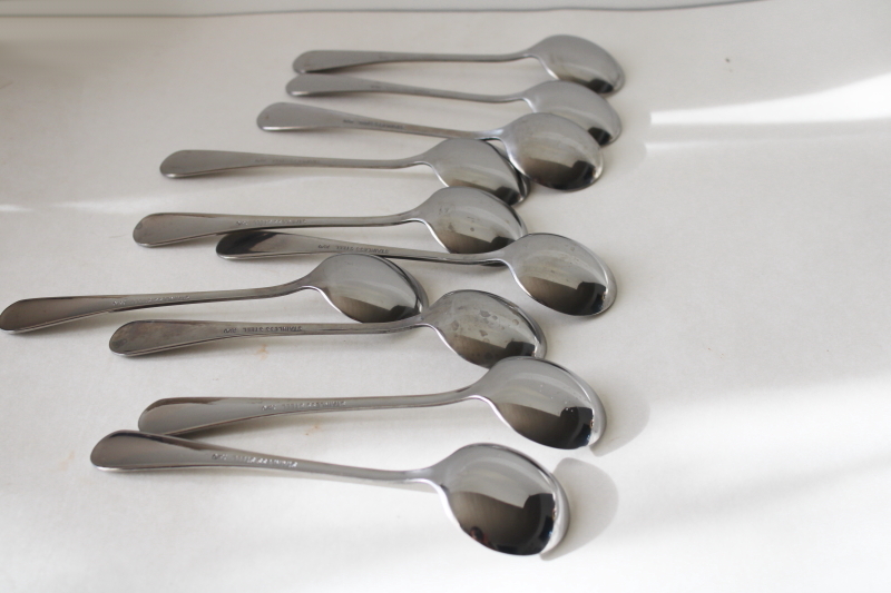 modern stainless flatware round bowl soup bouillon spoons, plain sleek minimalist style