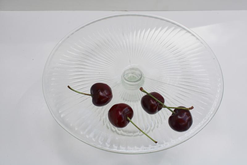 modern vintage style prismatic pattern glass cake stand, dessert pedestal plate
