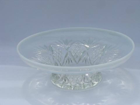 moonstone opalescent glass, vintage pineapple & fan pattern centerpiece bowl
