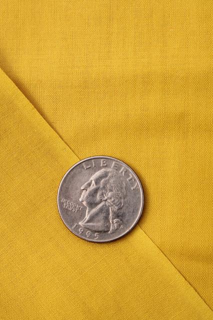 mustard gold solid color polished cotton chintz, 30s 40s vintage fabric 36 wide 