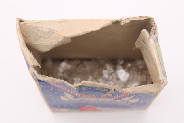 natural mica flakes glitter snow, vintage Christmas putz village craft decor in old box