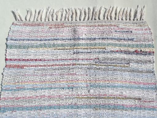 never used vintage cotton rag rug, primitive farmhouse rag rug 
