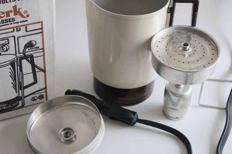 new in box vintage Empire Travl Perk coffee pot percolator, 12 volt or 120 volt plug