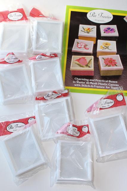 new old stock craft supplies destash, plastic canvas Stitch a Frame frames for pictures, coasters etc.