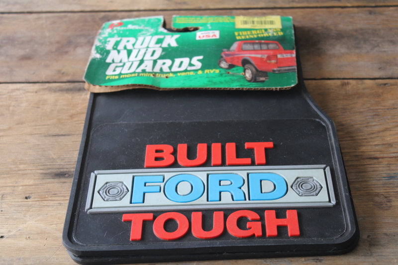 new vintage Built Ford Tough Plasticolor fiberglass mud flaps guards, 10 x 14 small van or pickup truck