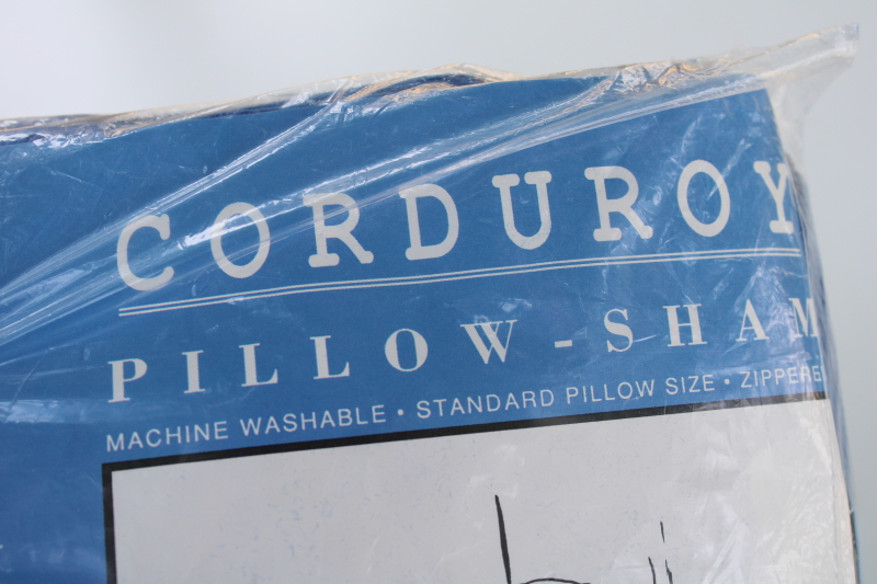 new vintage royal blue cotton corduroy pillow cover, zip close case for standard bed pillow