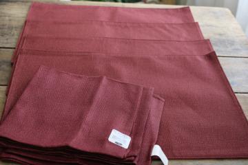 new with tags discontinued Kyoto Crimson burgundy wine cotton placemats  napkins set