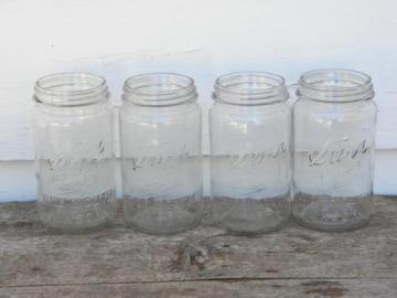old 1 qt Kerr Self-Sealing Mason wide mouth canning jars, lot of 4