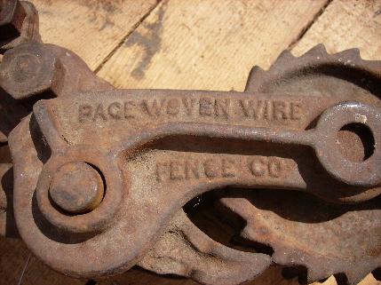 old 1895 Pace Woven Wire Fence Co, farm fence stretcher