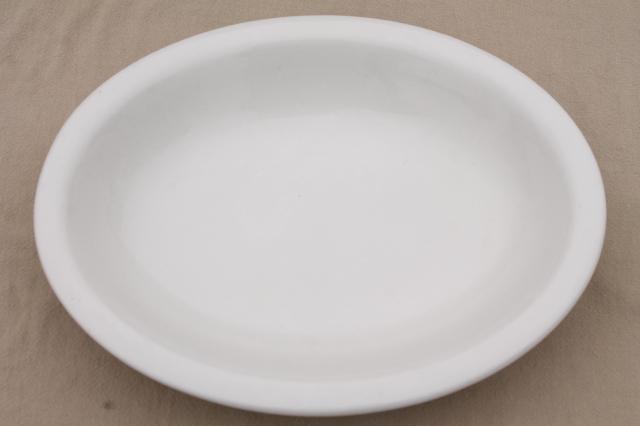 old American ironstone china bowls, large oval serving dishes, plain pure white