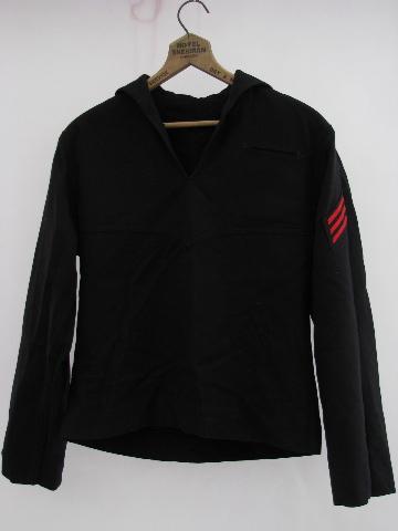 old, Cold War vintage, US work blues wool sailor's uniform, jumper & trousers