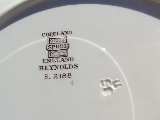 old Copeland Spode china two-tiered plate, Reynolds fruit and flowers