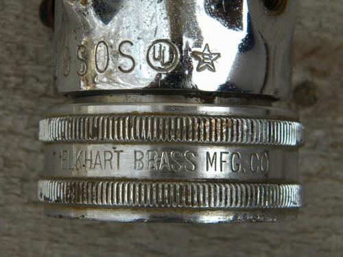 old Elkhart Brass Mfg industrial vintage firehose nozzle L200SOS fog/ss