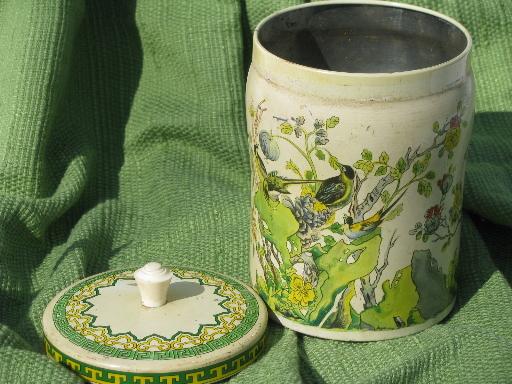 old English biscuit tin or tea canister, Elizabeth Shaw chinoiserie