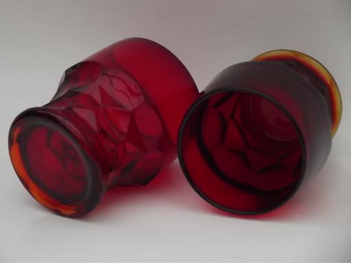 old Georgian pattern glasses, vintage royal ruby red glass tumblers set
