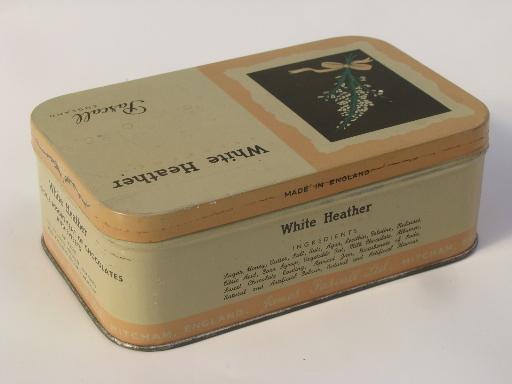 old Pascall White Heather toffee tin, Royal Warrant of the Queen Mother