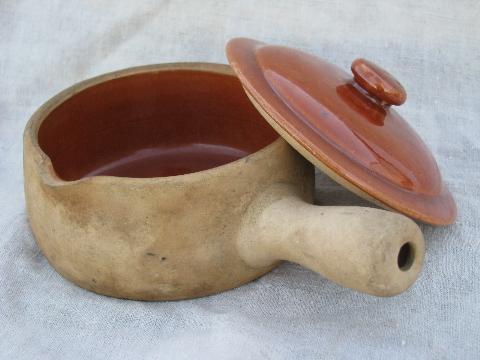 old Provincial Ware Red Wing pottery casseroles or handled onion soups