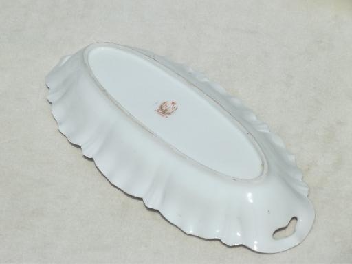 old R S Prussia china celery tray, antique hand-painted porcelain dish